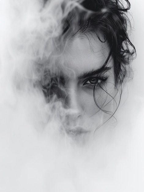 Ethereal Womans Portrait Shrouded in Mist Generative AI