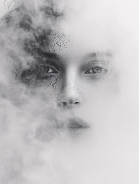 Ethereal Womans Portrait Shrouded in Mist Generative AI