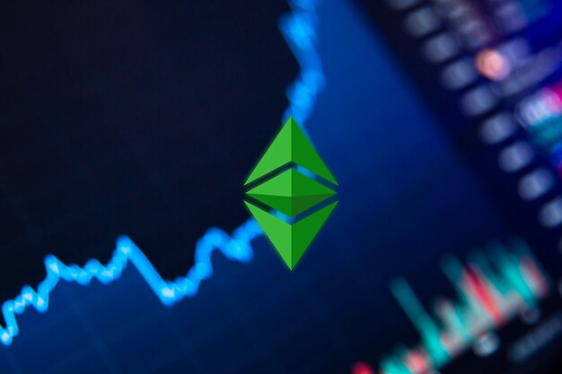 Ethereum classic cryptocurrency etc-muntgroeigrafiek op de beursgrafiek