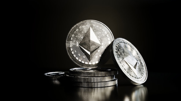 Ethereum coin cryptocurrency digital money.