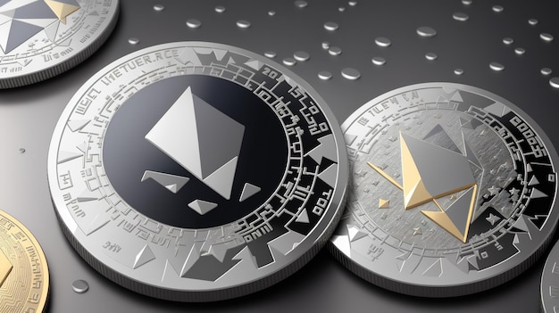 Photo ethereum coin digital currency finance market crash cryptocurrency