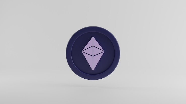 Photo ethereum eth 3d illustration on white background