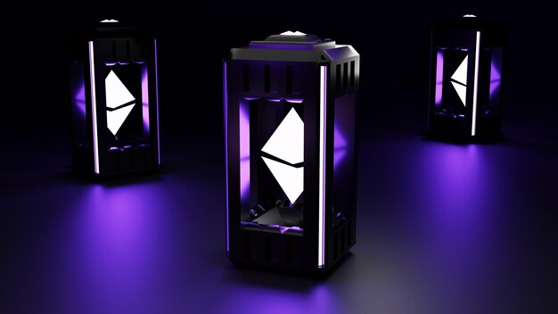 Ethereum icon capsule purple metaverse background