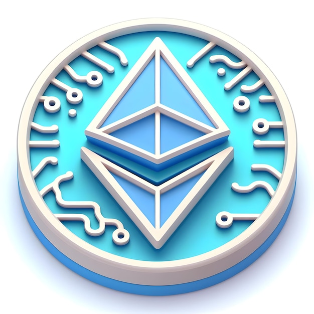 Ethereum icoon met witte achtergrond en geïsoleerde schattige stijl 1jpg