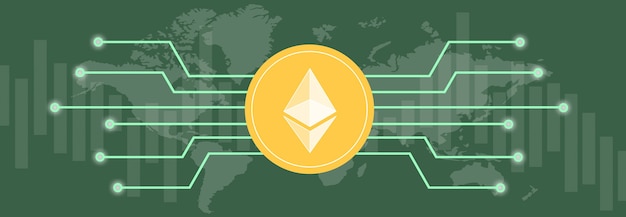 Ethereum на разноцветных метриках и графиках на разноцветных фонах и карте мира