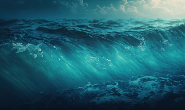 Etherische diepblauwe zeewatertextuur voor dromerige achtergronden Generatieve AI