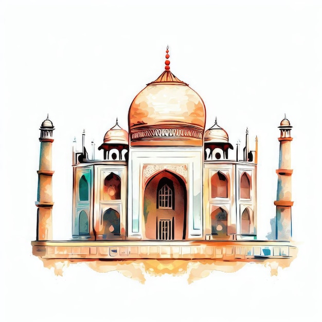 Etherische elegantie aquarel illustratie van de Taj Mahal generatieve AI