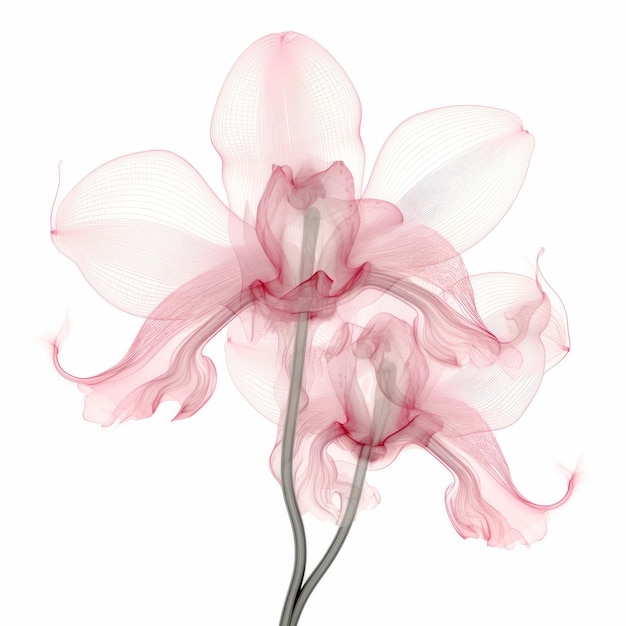 Etherische illustratie van roze orchideeën op witte achtergrond