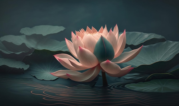 Etherische Thaise Lotus in donkerblauw water