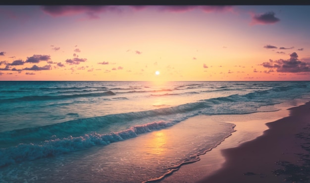 Etherische zonsopgang boven Miami Beach Ocean als dromerige achtergrond