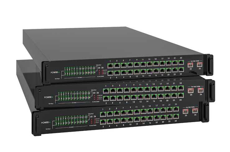 Photo ethernet switch blades network hubs 3d rendering