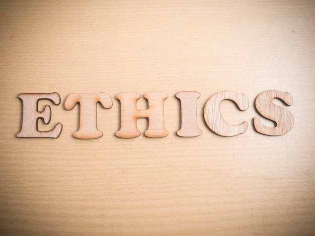Foto etica internet motivazionale parole d'affari citazioni caratteri in legno concetto di tipografia