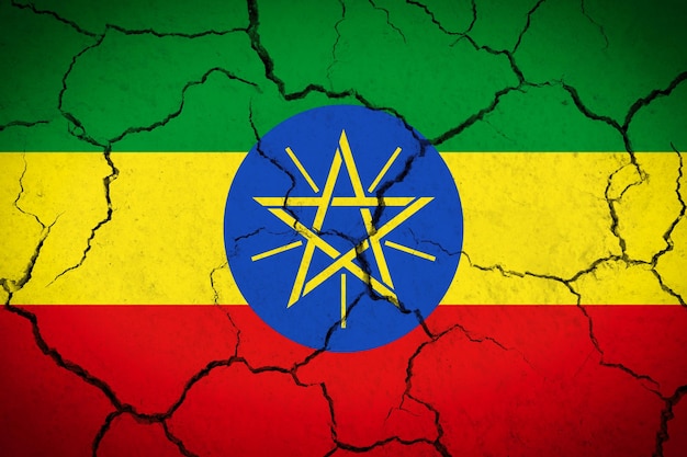 Ethiopia cracked country flag