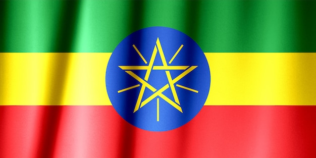 Photo ethiopia flag pattern on the fabric texture