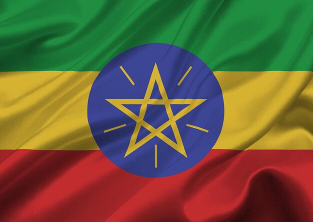 Ethiopia flag waving in the wind