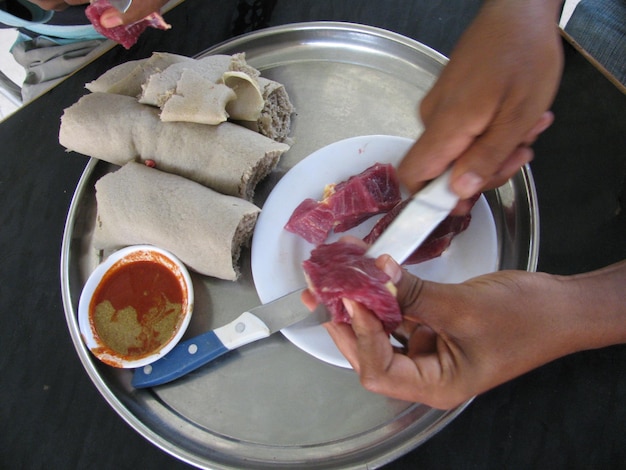 Photo ethiopian traditional and modern food picture with high resolution quality