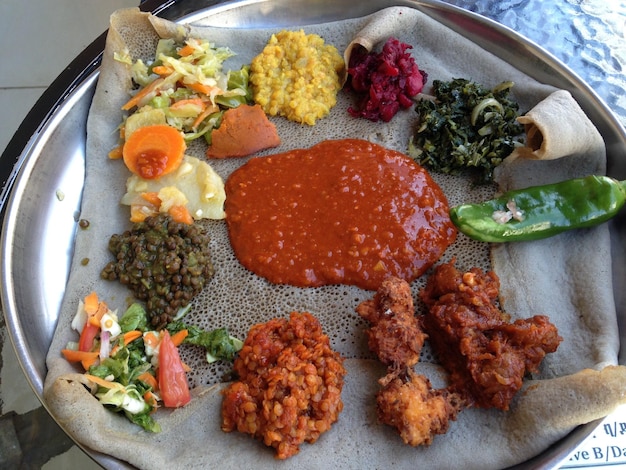 Photo ethiopian traditional and modern food picture with high resolution quality