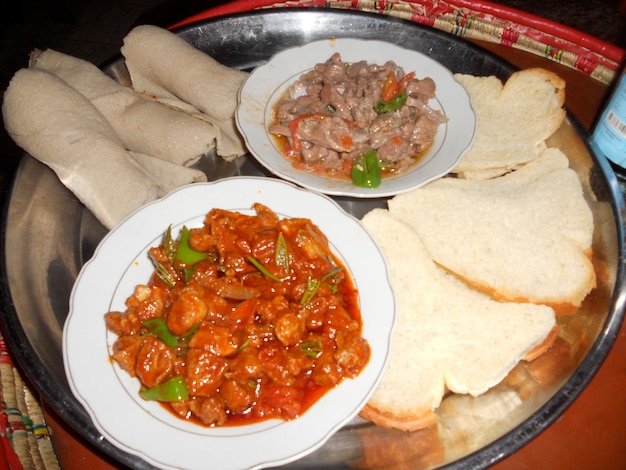 Photo ethiopian traditional and modern food picture with high resolution quality