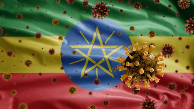 Ethiopian waving flag coronavirus microscope virus