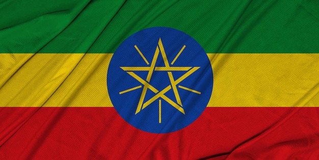 Ethiopië 3d getextureerde wapperende vlag