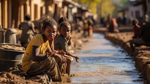 Ethiopische kinderen op straat Mensen in Ethiopië lijden onder armoede door de instabiele situatie