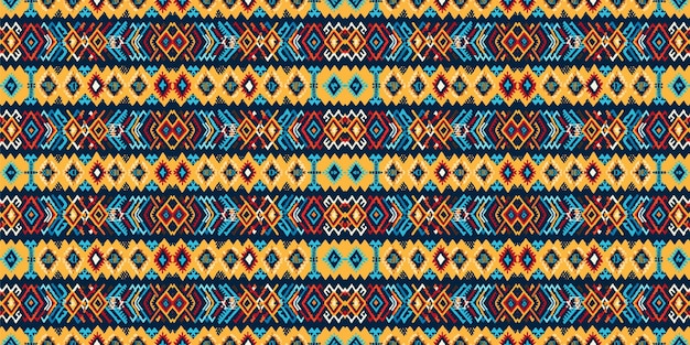 写真 民族の抽象的なイカット アート部族民俗刺繍のカラフルなシームレス パターンカラフルな民族パターン
