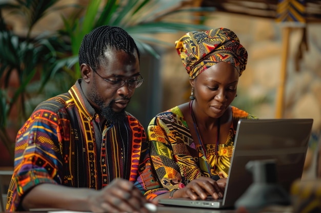 Фото Этнические бизнесмены, предприниматели, работающие вместе с помощью ноутбука