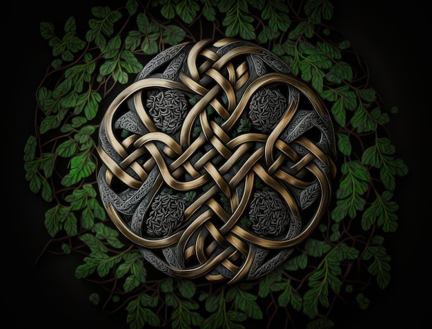 Foto ornamenti etnici celtici sfondo vegetale esoterico creato con la tecnologia generative ai