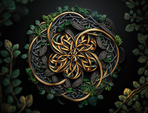 Этнические кельтские орнаменты Эзотерический растительный фон, созданный с помощью технологии генеративного искусственного интеллекта