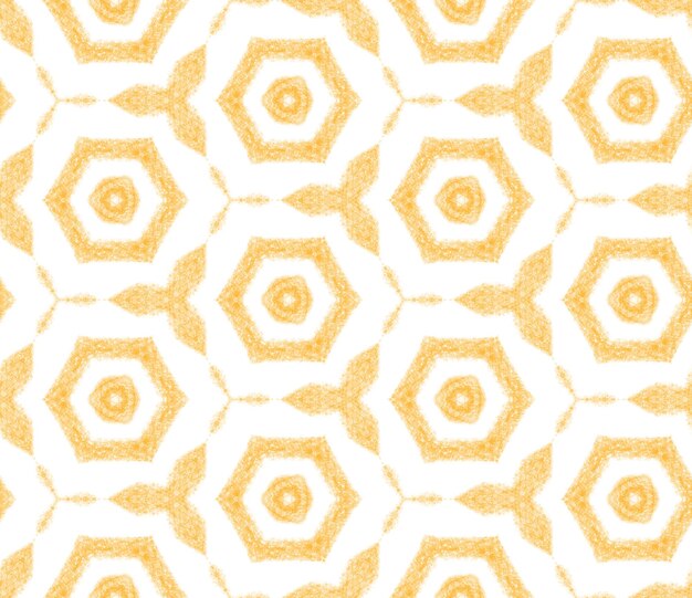 Ethnic hand painted pattern Yellow symmetrical
