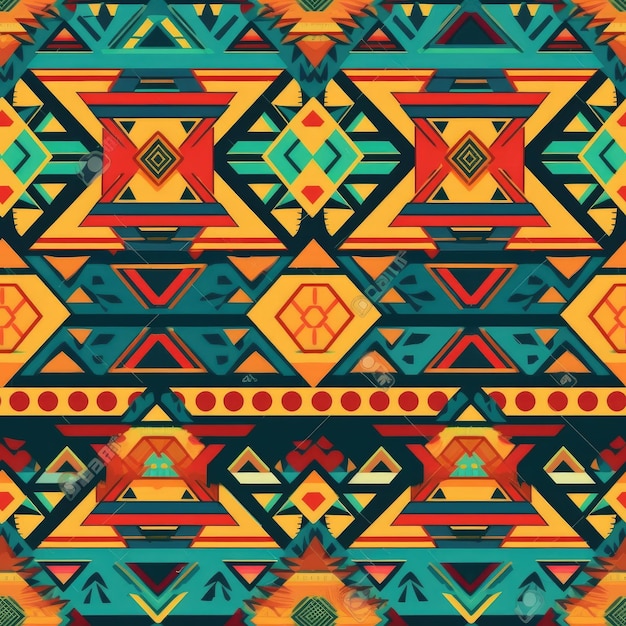 Ethnic inspired geometric style seamless pattern