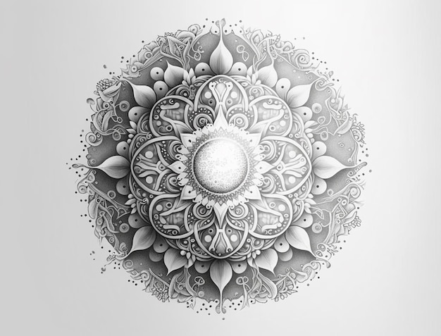 Ethnic moon white mandala art design AI Generated