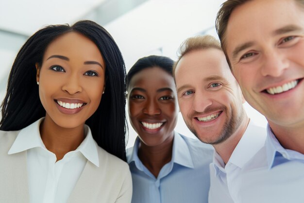 Фото Этническая принадлежность и разнообразие на работе с счастливыми сотрудниками, отмечающими бизнес-успех