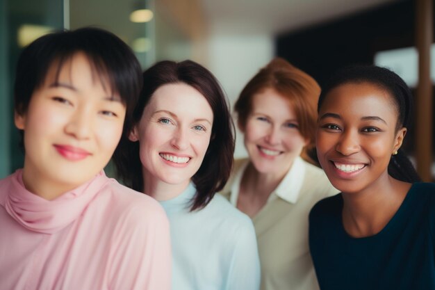 Photo ethnicity and diversity at work with happy employees celebrating business success