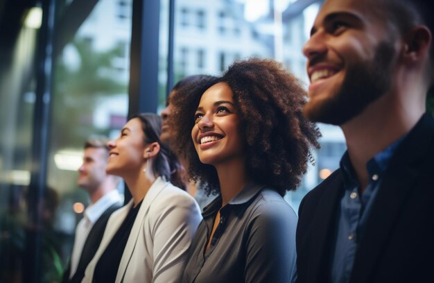 Ethnicity Diversity at Work with Happy Employees Celebrating Business Success