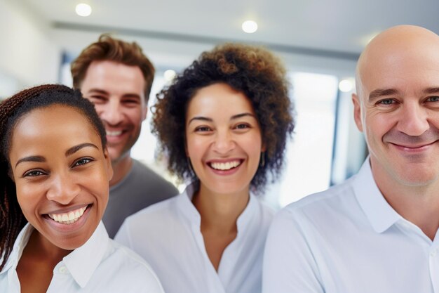 Photo ethnicity and diversity at work with happy employees celebrating business success