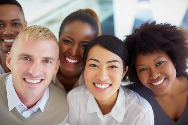 Ethnicity and Diversity at Work with Happy Employees Celebrating Business Success