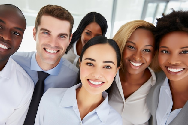 Этническая принадлежность и разнообразие на работе с счастливыми сотрудниками, отмечающими бизнес-успех