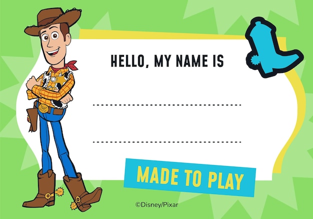 Etiqueta para poner el nombre de Woody de Toy Story