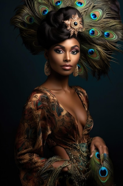 Photo etnic studio portrait of a afro american beautiful woman