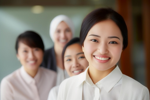 Etniciteit en diversiteit op het werk met gelukkige werknemers die zakelijk succes vieren