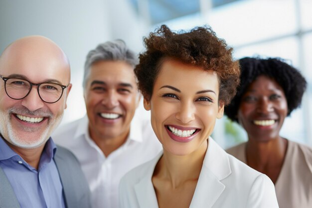Etniciteit en diversiteit op het werk met gelukkige werknemers die zakelijk succes vieren