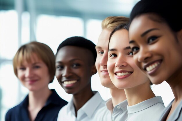 Etniciteit en diversiteit op het werk met gelukkige werknemers die zakelijk succes vieren