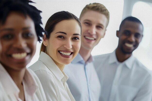 Etniciteit en diversiteit op het werk met gelukkige werknemers die zakelijk succes vieren