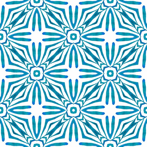 Etnisch met de hand geschilderd patroon Blauw aantrekkelijke boho