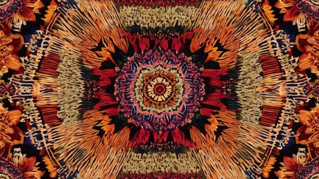 Etnisch patroon abstract kaleidoscoop stofontwerp textuur of achtergrond.