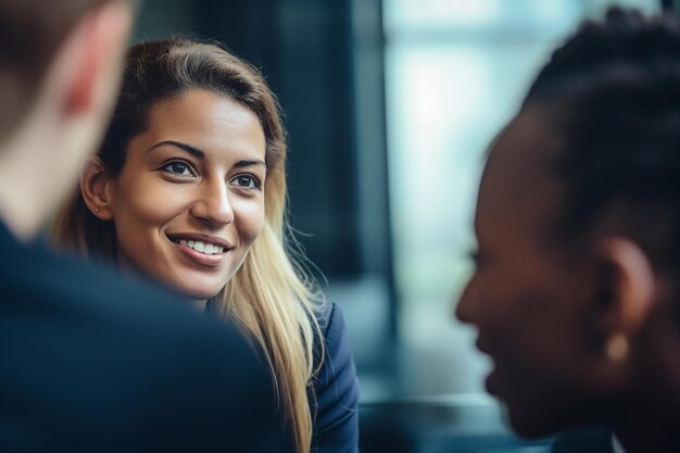 Foto etnische diversiteit mensen uit verschillende culturen die deelnemen aan een inclusief en eerlijk sollicitatiegesprek