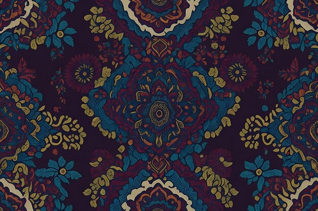 Etnische naadloze bloemmotief kleurrijke achtergrond Textuur textiel stof Indiase patronen