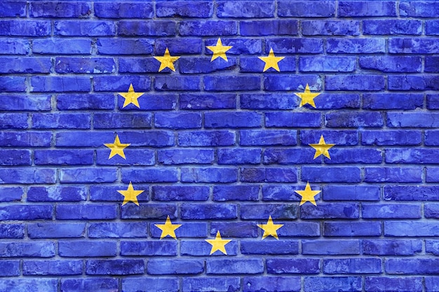 Foto bandiera dell'ue sul muro