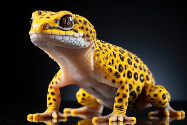 Photo eublepharis macularius leopard gecko extreme closeup generative ai